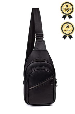 کیف دوشی مشکی زنانه چرم خالص CERFF LEATHER CLUP - کد 475644900