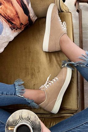 کفش کژوال بژ زنانه چرم لاکی Bambi - کد 283120626