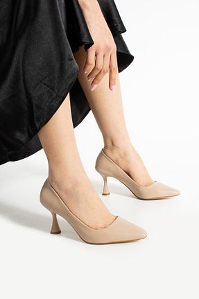 کفش پاشنه بلند کلاسیک بژ زنانه چرم مصنوعی Güllü Shoes - کد 928062550
