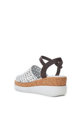 صندل سفید زنانه پاشنه پر LOS SHOES - کد 928072526