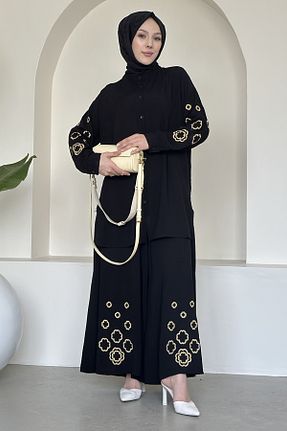 ست بالاتنه و پائین تنه حجاب مشکی زنانه Relaxed Saklı Butik - کد 928073727