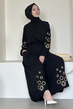 ست بالاتنه و پائین تنه حجاب مشکی زنانه Relaxed Saklı Butik - کد 928073727