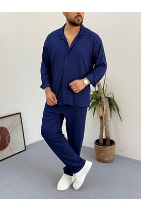 ست بالاتنه و پائین تنه سرمه ای مردانه بافت Combineman35 - کد 928075007