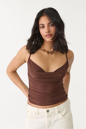 بلوز قهوه ای زنانه ساده Stradivarius - کد 928100928