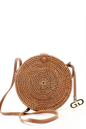 کیف دوشی قهوه ای زنانه حصیر GÖNDERİ(R) - کد 928091842