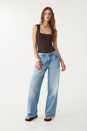 بادی قهوه ای زنانه یقه مربعی Stradivarius - کد 928096172