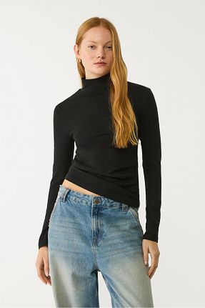 پلیور مشکی زنانه ساده Stradivarius - کد 856884006