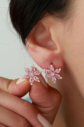 گوشواره نقره صورتی زنانه 925 عیار Silvano Jewelry - کد 928094375