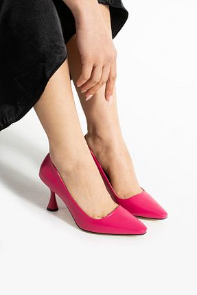 کفش پاشنه بلند کلاسیک صورتی زنانه چرم مصنوعی Güllü Shoes - کد 928089250