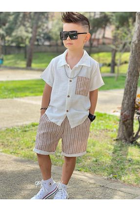 ست بالاتنه و پائین تنه سفید بچه گانه پنبه پلی استر Yalçınoğlu Kids - کد 928636235