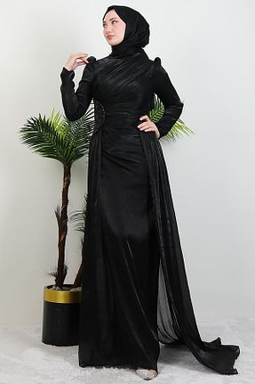 لباس مجلسی حجاب مشکی زنانه یقه ایستاده giz astore - کد 928292152