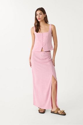 دامن صورتی زنانه ویسکون Stradivarius - کد 928115877