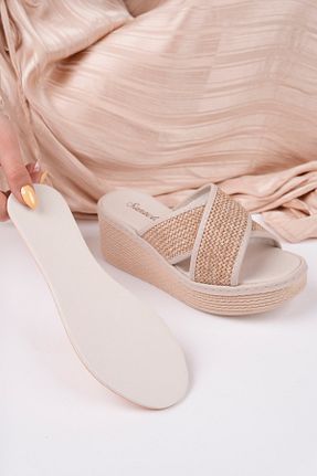 دمپائی بژ زنانه حصیر BAHRİNA - کد 928106997
