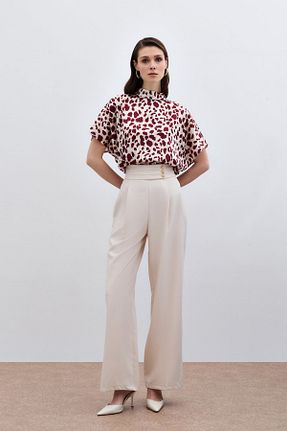 شلوار پارچه ای طوسی زنانه فاق بلند Sateen - کد 829528720