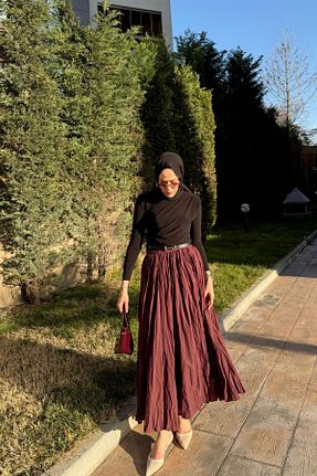 دامن حجاب زرشکی زنانه بافتنی LOCCO - کد 921301525