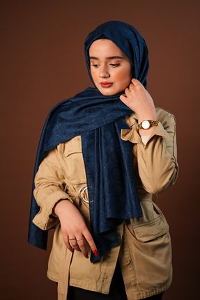 شال آبی زنانه ابریشم TheFırst - کد 920776059