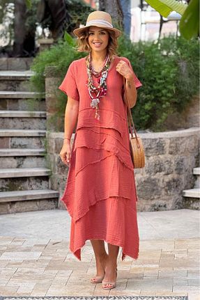 لباس نارنجی زنانه بافتنی Nevin Kaya Moda - کد 928130168
