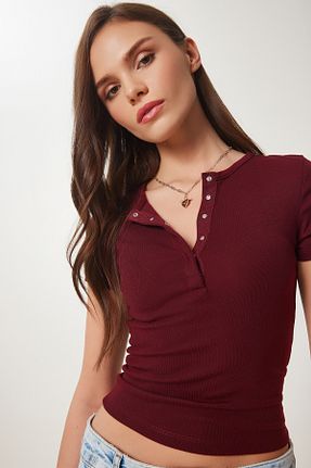 بلوز زرشکی زنانه ساده Lovelyİstanbul - کد 928176836