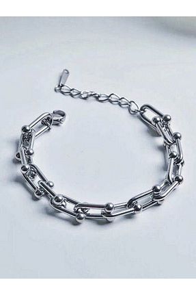 دستبند استیل (فولاد) طوسی زنانه استیل ضد زنگ MAVEGA - کد 881803287