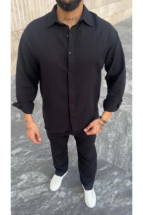 ست بالاتنه و پائین تنه مشکی مردانه کتان PEERLESS STORE - کد 928179046