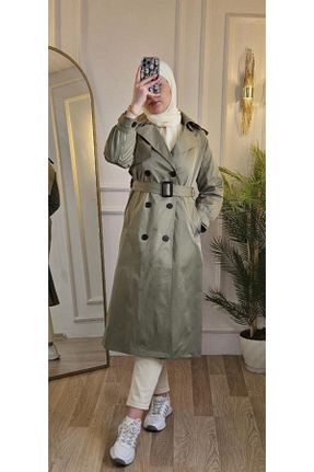 ترنچکت حجاب سبز زنانه مخلوط کتان Tebrikler tekstil - کد 928178134
