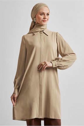 تونیک حجاب بژ زنانه پلی استر Alvina - کد 928186106