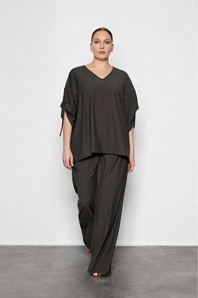 بلوز سایز بزرگ طوسی زنانه سایز بزرگ LUOKK - کد 928212490