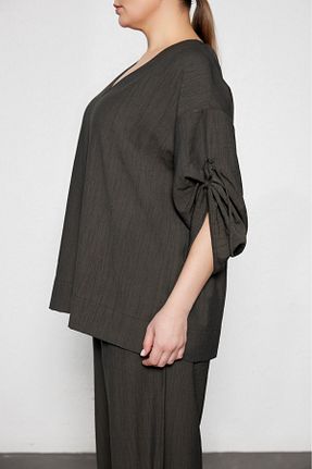 بلوز سایز بزرگ طوسی زنانه سایز بزرگ LUOKK - کد 928212490