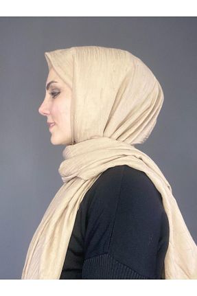 شال بژ زنانه پنبه ای The Message - کد 928226153