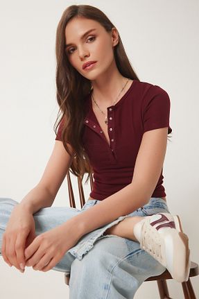 بلوز زرشکی زنانه ساده Lovelyİstanbul - کد 928176836