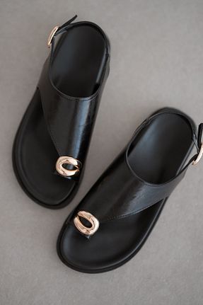صندل مشکی زنانه پاشنه تخت selinshoes - کد 928232959