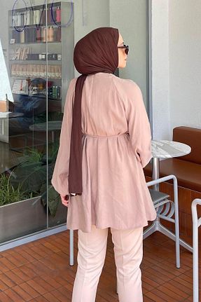 تونیک حجاب قهوه ای زنانه ویسکون lamelif - کد 928494512