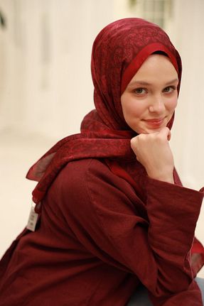 شال زرشکی زنانه ویسکون Silk Home - کد 928275192