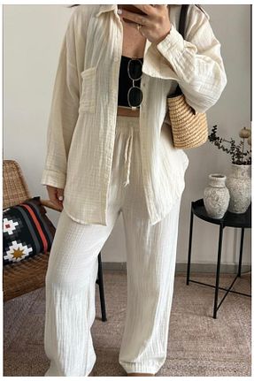 ست بالاتنه و پائین تنه نباتی زنانه بافتنی ayis otantik - کد 928249109
