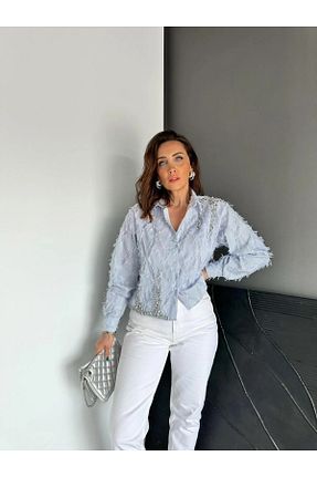 پیراهن آبی زنانه رگولار QİMYA BUTİK - کد 928561287