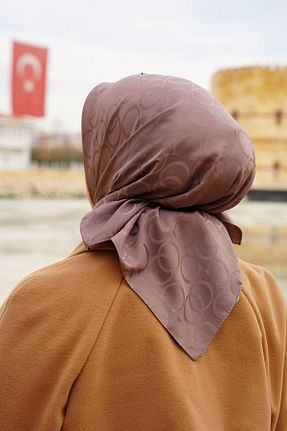 روسری بژ 100 x 100 Sekine İpek - کد 928292796