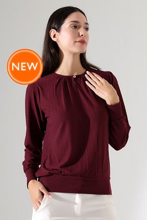 بلوز حجاب زرشکی زنانه رگولار Şiir - کد 766326667