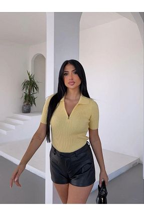 بلوز زرد زنانه ساده Depox - کد 928298366
