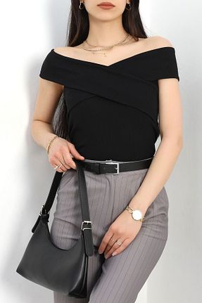 بلوز مشکی زنانه ساده KLE?A - کد 928297767