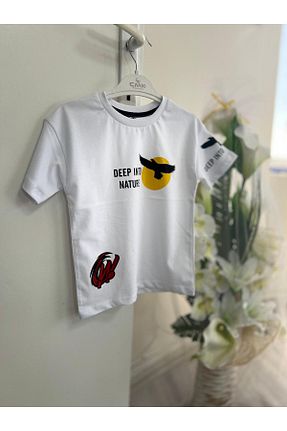 تیشرت سفید بچه گانه یقه گرد Cmk Kids club - کد 928318763