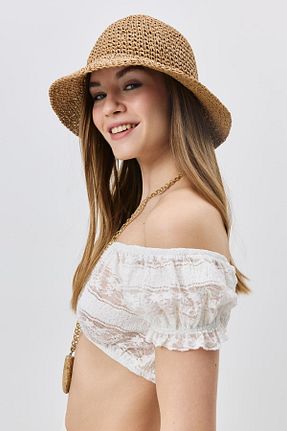 کلاه قهوه ای زنانه حصیر C&CITY - کد 928339014