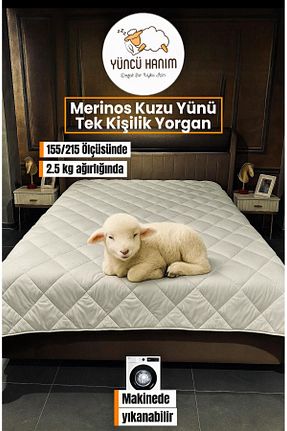 لحاف تکنفره سفید پشم Yüncü Hanım - کد 766063485