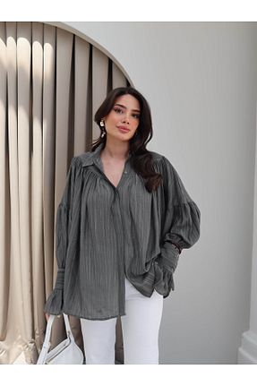 پیراهن طوسی زنانه اورسایز ESRAHELVACI - کد 928353528