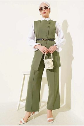 ست بالاتنه و پائین تنه خاکی زنانه بافتنی MODA - کد 928360152