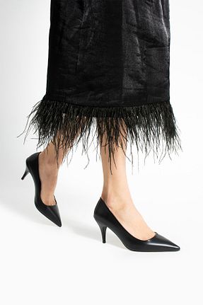 کفش پاشنه بلند کلاسیک مشکی زنانه چرم مصنوعی Güllü Shoes - کد 928392997