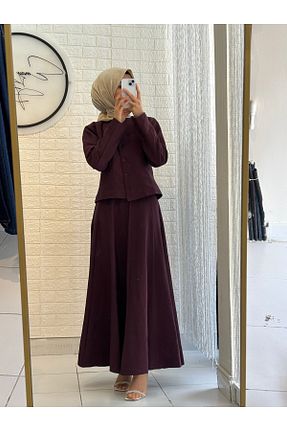 ست بالاتنه و پائین تنه زرشکی زنانه پنبه ای Butik - کد 928414401