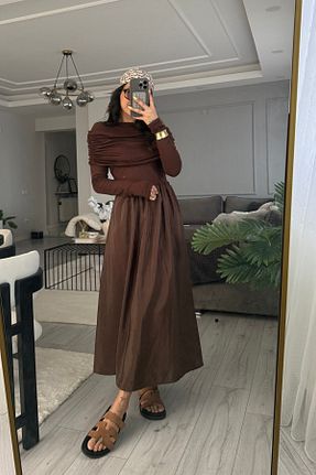 لباس قهوه ای زنانه بافتنی candybia - کد 928467243