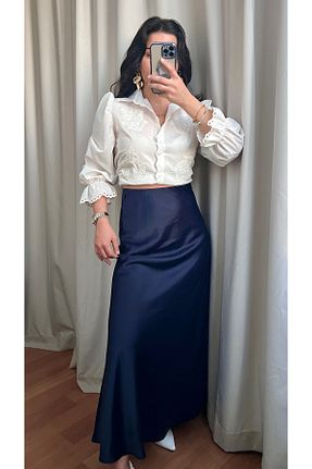 دامن سرمه ای زنانه ساتن Genel Markalar - کد 894717660