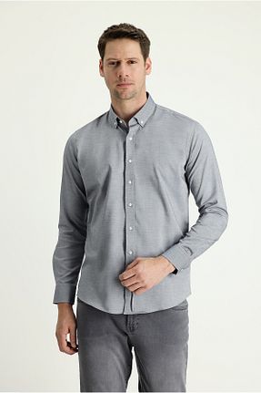 پیراهن سرمه ای مردانه اسلیم فیت Kiğılı - کد 723503451
