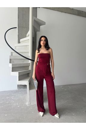 ست بالاتنه و پائین تنه زرشکی زنانه بافت POP STORY - کد 905849268